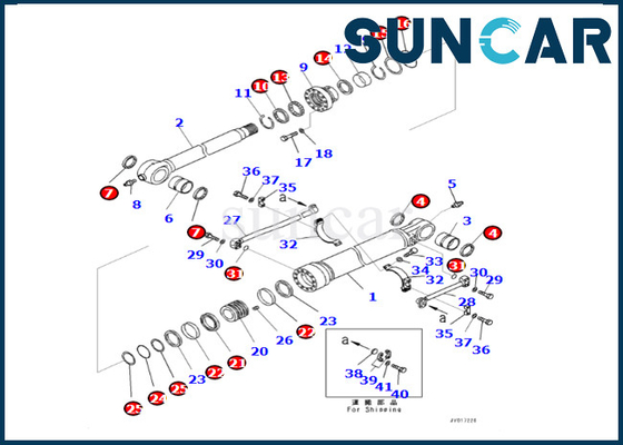 ชุดซ่อมกระบอกสูบถัง 707-99-72070 7079972070 Komatsu Bucket Cylinder Seal Kit สำหรับ PC490LC-10 PC490-10