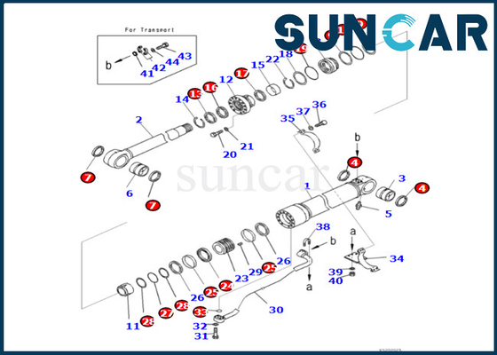 Komatsu 721-98-00130 7219800130 Boom Cylinder Seal Kit เหมาะกับ PC490LC-11 PC490LCI-11 Boom Cylinder Sealing Kit