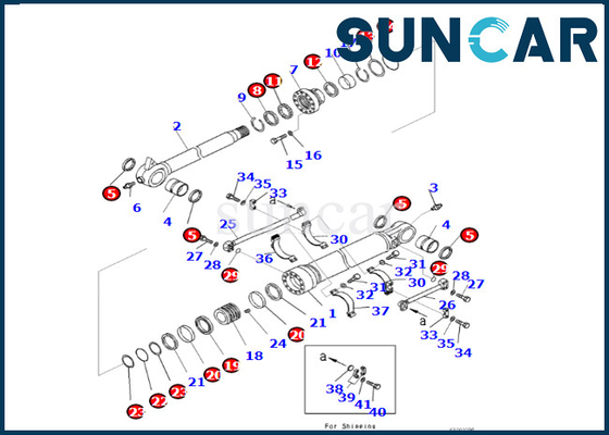 Komatsu 721-98-00590 7219800590 Bucket Cylinder Seal Kit เหมาะกับ PC490LC-10 PC490HRD-11E0 ชุดซ่อมกระบอกสูบถัง