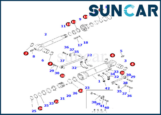 721-98-00150 7219800150 Bucket Cylinder Seal Kit เหมาะกับ PC490LC-11 Komatsu Bucket Cylinder Sealing Kit
