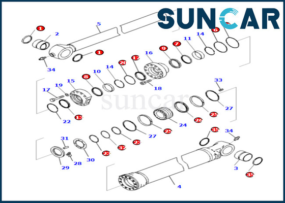 ชุดซีลกระบอกสูบถัง Komatsu 721-98-01740 721-98-01740 สำหรับ PC490LCI-11 ชุดซ่อมกระบอกสูบถัง