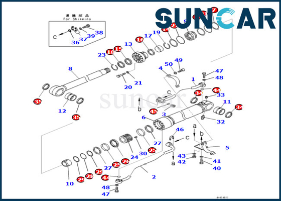 Komatsu Boom Cylinder Sealing Kit 707-99-72131 7079972131 ชุดซีลกระบอกสูบบูมสำหรับ PC500LC-8R PC500LC-8