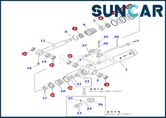 707-98-26620 7079826620 Arm Cylinder Seal Kit สำหรับ PC50UUM-2 PC50UU-2 Arm Cylinder Sealing Kit