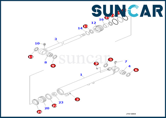 Boom Swing Cylinder Komatsu Service Kit 707-98-29680 7079829680 Boom Swing Cylinder Seal Kit สำหรับ PC55MR-3 PC55MR-5