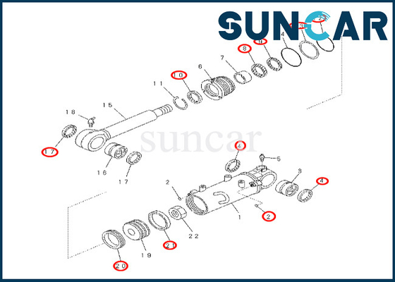 Komatsu Blade Cylinder Seal Kit 707-99-33420 7079933420 สำหรับ PC57-7 Blade Cylinder Seal Repair Kit