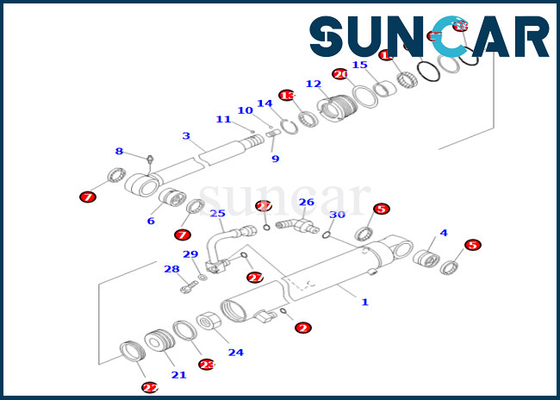 Komatsu 707-98-26820 7079826820 Arm Cylinder Seal Kit สำหรับ PC55MR-3 PC55MR-5 PC55MR-5M0