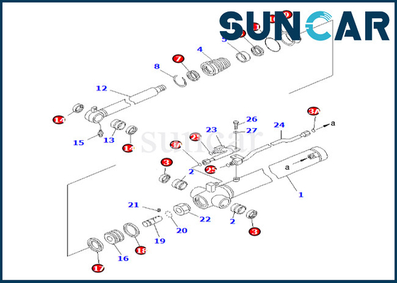 Arm Cylinder Seal Kit 7079826710 707-98-26710 Komatsu สำหรับ PC58UU-3 Arm Cylinder Seal Repair Kit