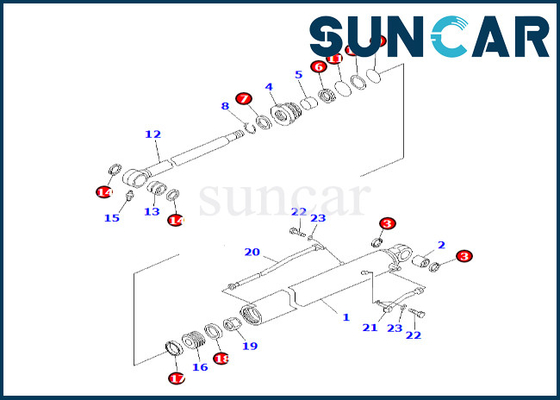 707-98-26580 7079826580 สำหรับ PC60-7 PC60-7S Komatsu Arm Cylinder Seal Kit Bucket Cylinder Seal Kit