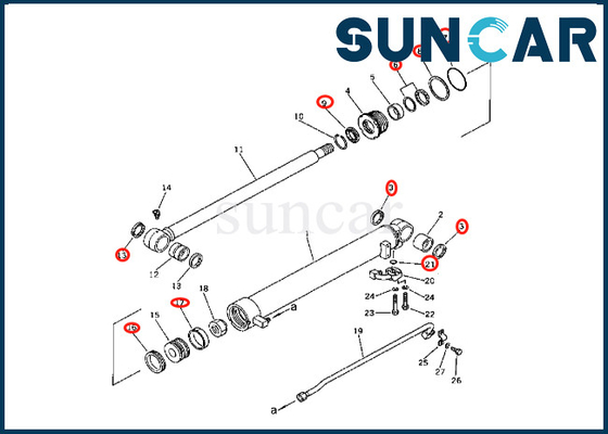 201-63-36700 2016336700 Arm Cylinder Seal Kit สำหรับ PC60-2 PW60-1 Komatsu Arm Cylinder Sealing Kit