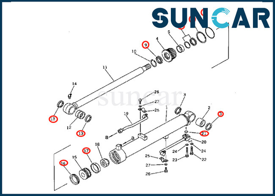 201-63-46700 201-63-46700 Boom Cylinder Seal Kit สำหรับ PC60-2 Komatsu Boom Cylinder Repair Kit