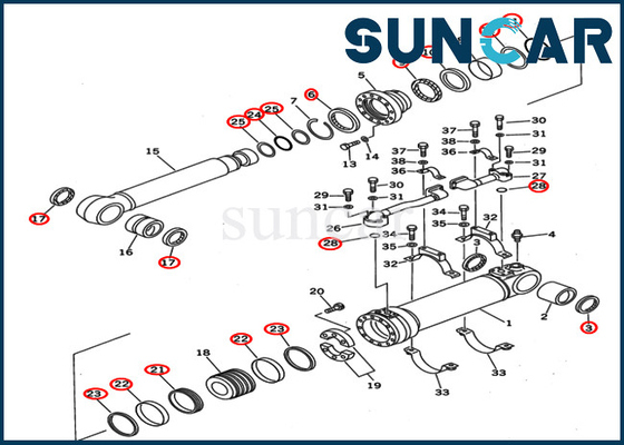 ชุดซีลน้ำมันกระบอกสูบบูม 707-99-67140 ชุดบริการทดแทนเหมาะกับ KOMATSU PC400ST-6 PC400ST-6LC