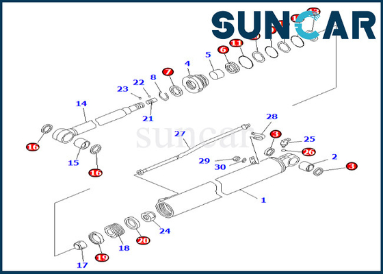 707-98-35181 7079835181 แขนกระบอกซีลชุด Komatsu สำหรับ BR200T-1 BR200T-1A แขนชุดซีลกระบอก