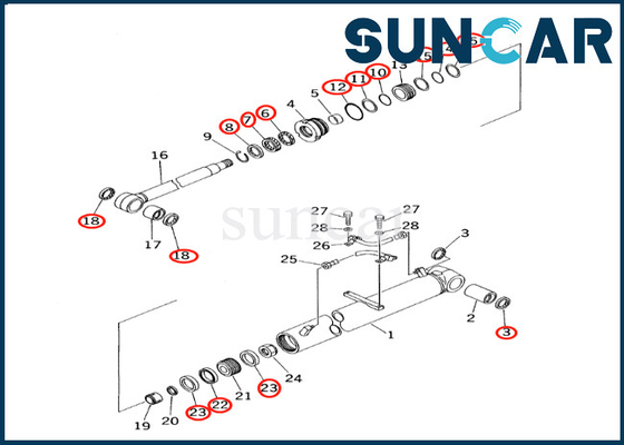 ชุดซ่อมกระบอกสูบบูม 7079936630 707-99-36630 Komatsu PC60-7 PC60-7S ชุดซีลกระบอกสูบบูม