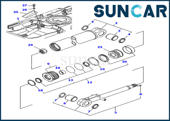 ชุดซีลซ่อมกระบอกใบมีด YM172151-72940 Komatsu Service Kits สำหรับ PC40FR-1 PC50FR-1 รุ่นรถขุด