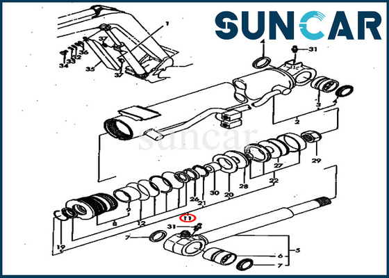 PC40FR-1 PC40FR-2 รถขุดบูมชุดบริการ YM172164-72300 Komatsu Cylinder Seal Repair Kit