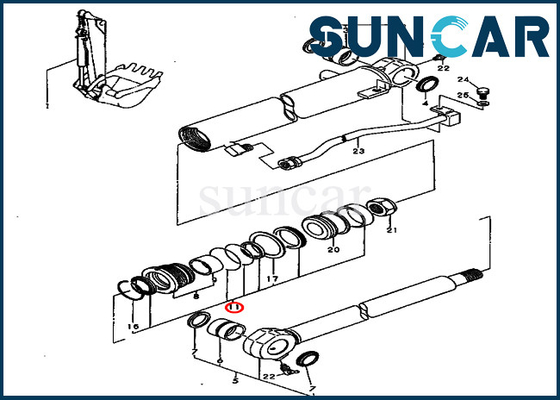 ชุดซ่อมถังไฮดรอลิกกระบอก YM172964-72360 เหมาะกับ PC40FR-1 PC40FR-2 Komatsu ชิ้นส่วนภายใน