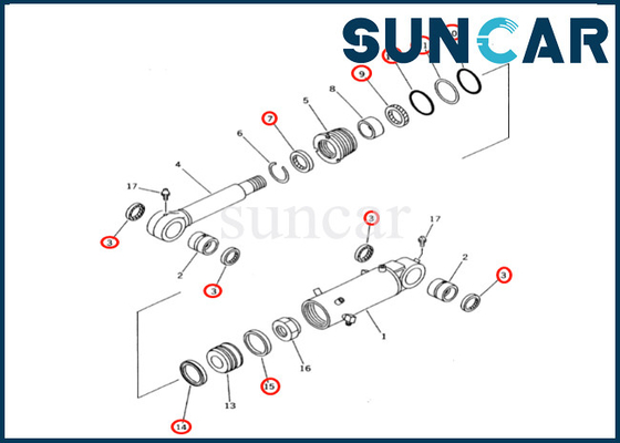 7079843510 707-98-43510 Komatsu Blade Cylinder Seal Kit เหมาะกับ PC60-7E PC60-7 ชุดซ่อมกระบอกใบมีด