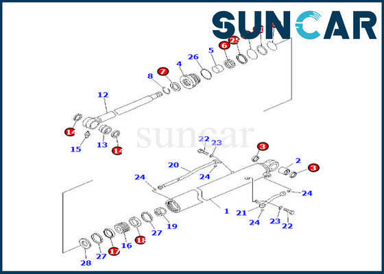 Komatsu 707-99-26710 7079926710 Bucket Cylinder Seal Kit สำหรับ PC60-8 PC70-8 Bucket Cylinder Sealing Kit