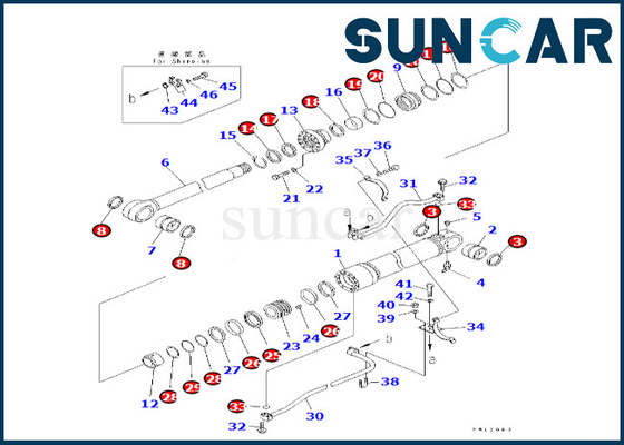 Komatsu 707-99-68580 7079968580 Boom Cylinder Seal Kit เหมาะกับ PC600LC-7 PC600LC-6A Boom Cylinder Repair Kit