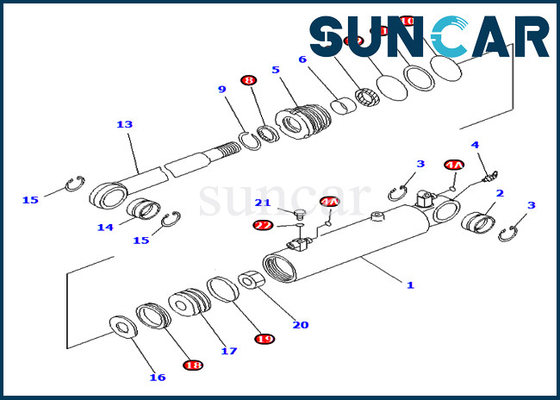 707-98-13610 7079813610 ชุดซีลกระบอกมุมเหมาะสำหรับ PC40MR-1 PC45MR-1 Komatsu ชิ้นส่วนภายใน