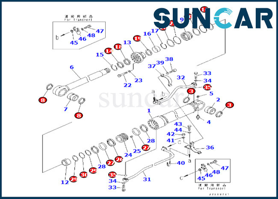 ชุดซีลกระบอกสูบบูม 7079976130 707-99-76130 Komatsu Boom Cylinder Seal Kit เหมาะกับ PC600-8 PC600-8R