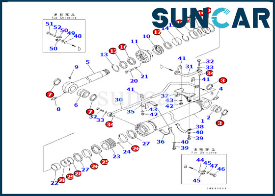 Bucket Cylinder Seal Kit 707-99-69790 7079969790 For PC600-8 PC600-8R Komatsu Bucket Cylinder Sealing Kit