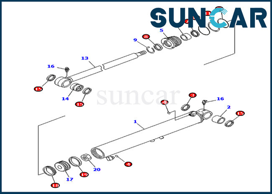 707-98-29510 7079829510 Boom Swing Cylinder Seal Kit For Oversea Spec. เครื่องจักร PC40MR-2 โคมาตซู