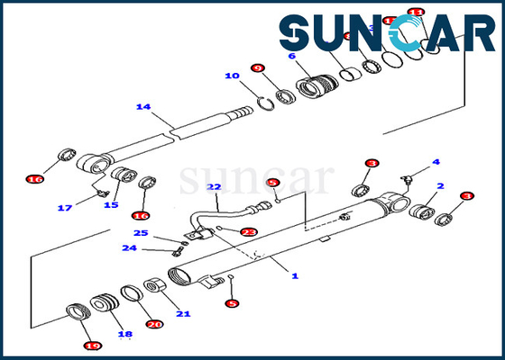 ชุดซีลถังน้ำมัน 707-98-15760 อะไหล่ Komatsu PC40MR-2 Excavator Service Kit กระบอกไฮดรอลิก