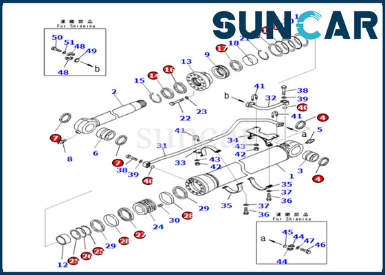 ชุดซ่อมกระบอกสูบถัง 707-99-69550 7079969550 Komatsu Bucket Cylinder Seal Kit เหมาะกับ PC700LC-8E0 PC800-8E0