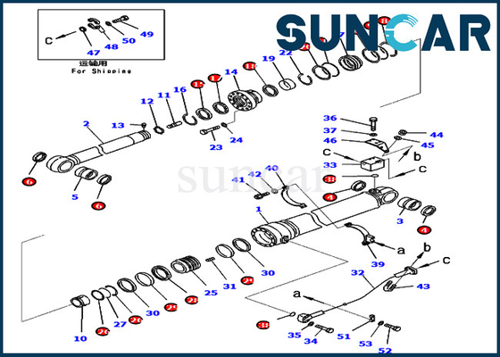 7079969460 อะไหล่รถขุด PC450-8 PC430-8 Komatsu 707-99-69460 Arm Cylinder Seal Kit ชุดบริการ