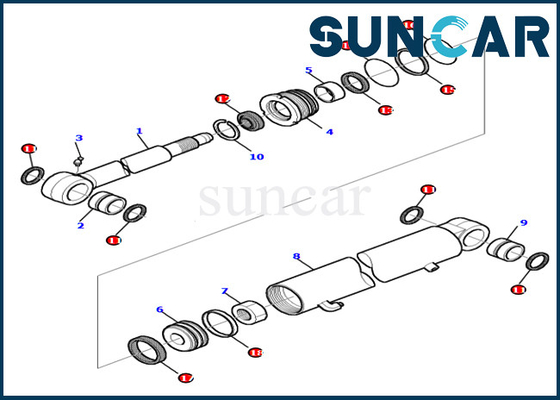 PC45R-8 PC45-1 Excavator Sealing Kit 878000416 Arm ไฮดรอลิกเปลี่ยนกระบอกสูบ Oil Seal Kits