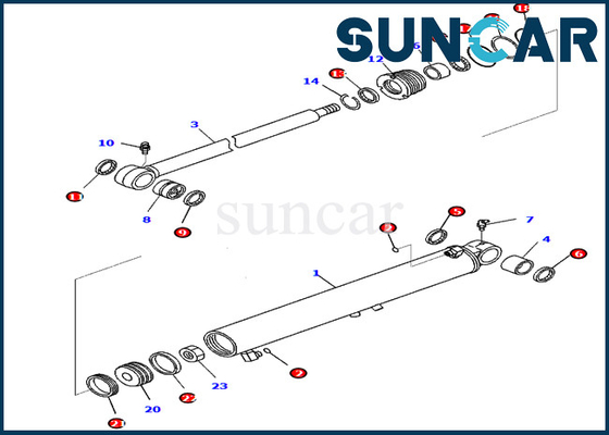 ชุดบริการบูมสวิงกระบอก 707-98-25780 7079825780 Komatsu PC45MR-3 Excavator Seal Kits