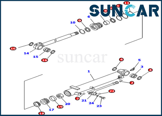707-98-14770 7079814770 ชุดซีลกระบอกมุมสำหรับ Komatsu PC45MR-3 PC50MR-2 PC55MR-3 ชุดบริการ