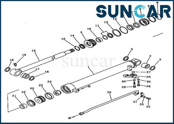 PC60U-3 Komatsu 201-63-33300 2016333300 Arm Cylinder Sealing Kit ชุดซีลเปลี่ยนไฮดรอลิก