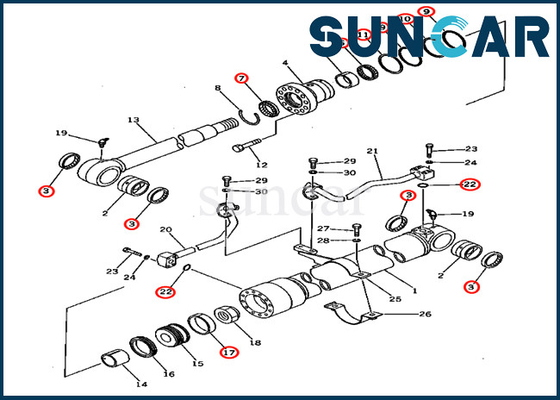 201-63-02040 2016302040 ชุดซีลกระบอกสูบบูมสำหรับ PC60U-5 Komatsu Excavator Service Kits Parts