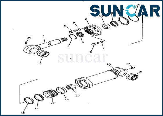 ชุดบริการ 209-63-86301 209638631 ชุดซ่อมซีลเหมาะสำหรับเครื่อง PC650-1 Komatsu Compensate Cylinder