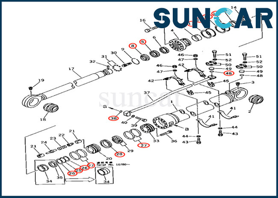 707-99-77240 7079977240 แขนกระบอกซีลชุดซ่อมสำหรับรถขุด Komatsu PC650-3 PC650LC-5 PC710-5