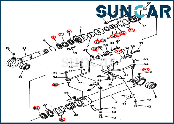 707-99-69600 ชุดซีลกระบอกสูบถัง 7079969600 ชุดซ่อมเหมาะกับ Komatsu PC650-3 PC650LC-5 PC710-5
