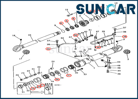 Komatsu 707-99-68600 7079968600 ชุดบริการบูมกระบอกสูบสำหรับรถตักรุ่น PC650-3 PC650-5