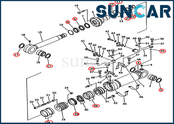 707-99-56300 ชุดบริการขุดเจาะด้านล่างรุ่น PC650LC-3 PC650LC-5 Komatsu Cylinder Seal Kit