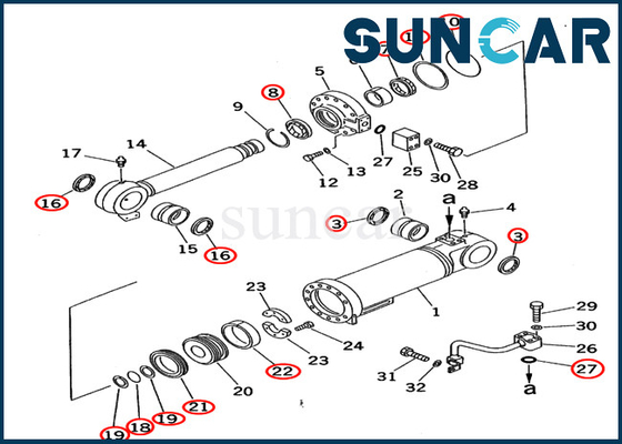 707-98-55500 Boom Repair Seal Kit 7079855500 Komatsu PC70-7 PC70-7E ชุดซีลกระบอกสูบ
