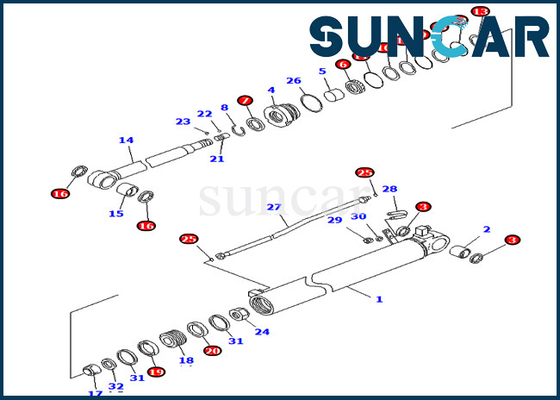 ชุดบริการ 707-99-35350 7079935350 Arm Cylinder Sealing Kit สำหรับ Komatsu PC70-8 Heavy Equipment