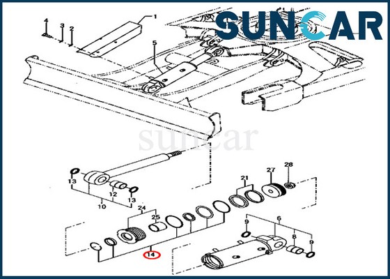 YM172187-72040 YM17218772040 ใบมีดกระบอกชุดซ่อมรถขุด PC70FR-1 Komatsu ชุดซีล
